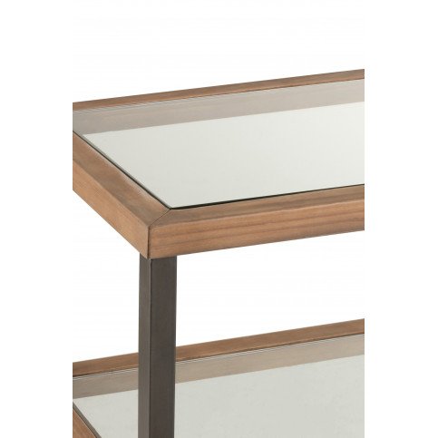 Console 3 Niveaux Verre/Bois Marron 