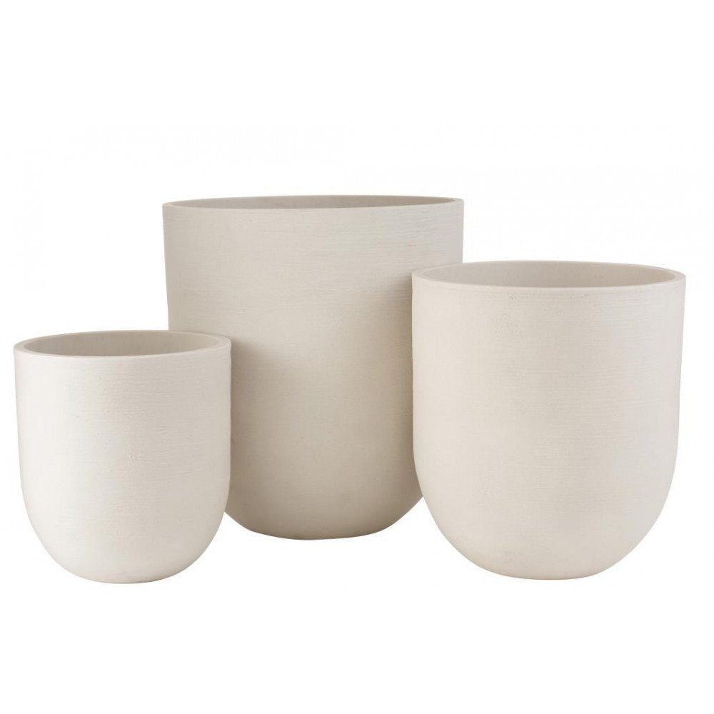 Set 3 Vases Ronds Ceramique Haut Blanc 